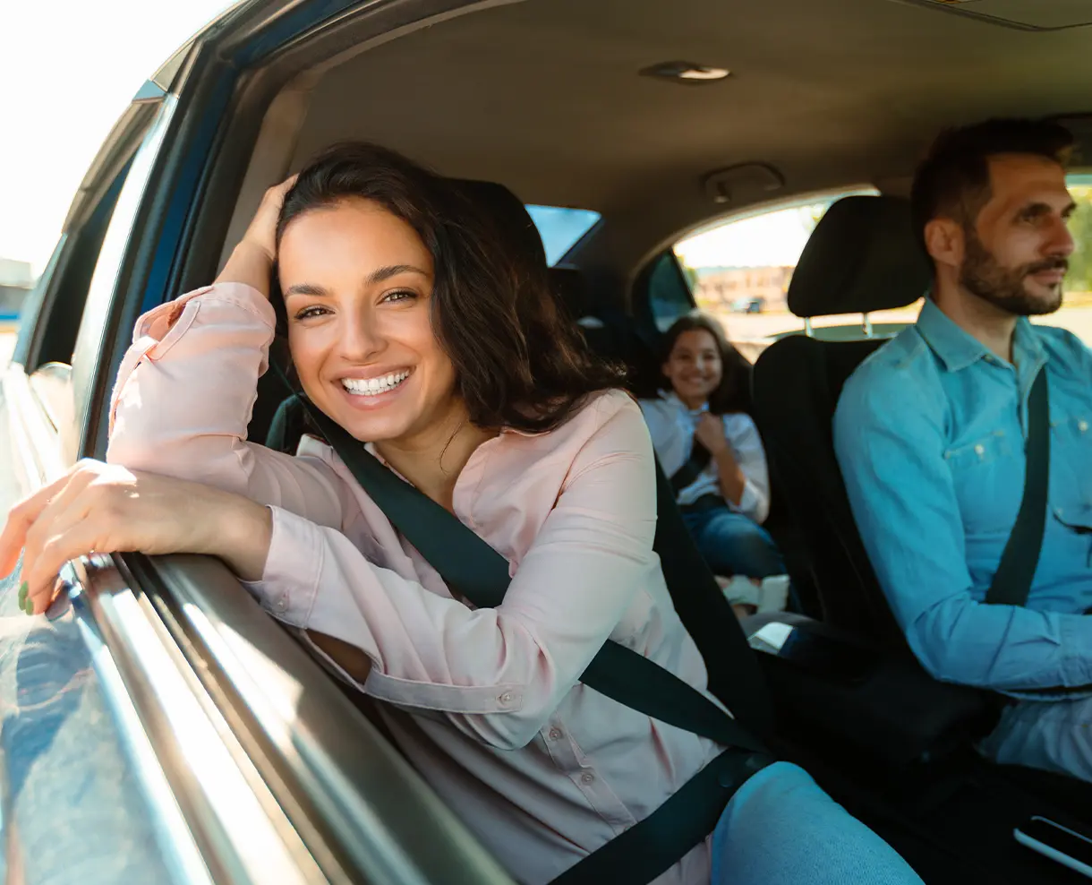 Happy Family Driving Car